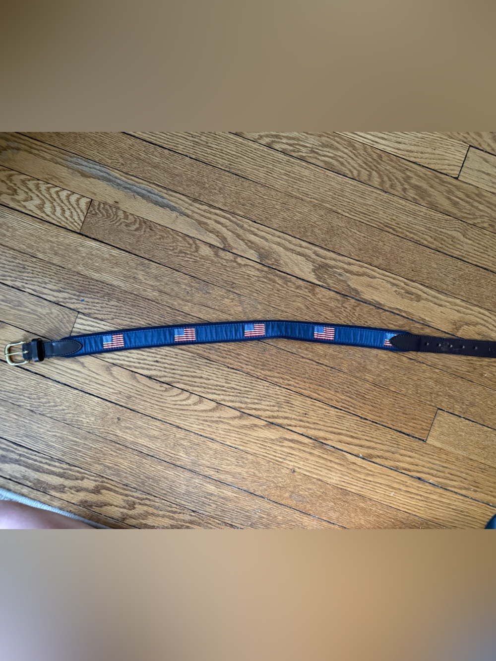 Vineyard Vines Navy Belt with Flag Embroidery - Size 26